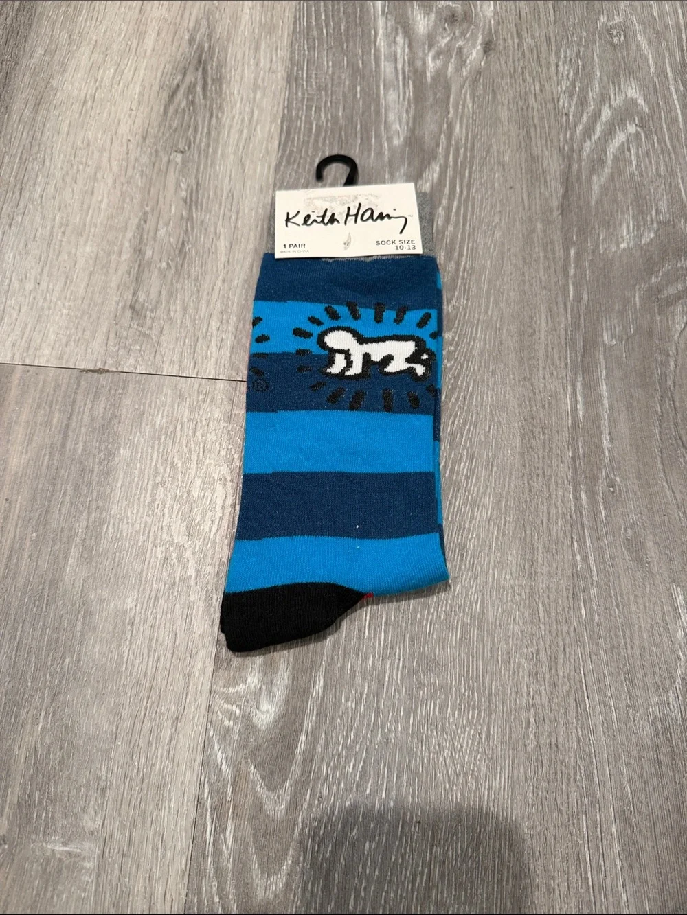 Keith Haring “Radiant Baby” Blue Striped Socks New